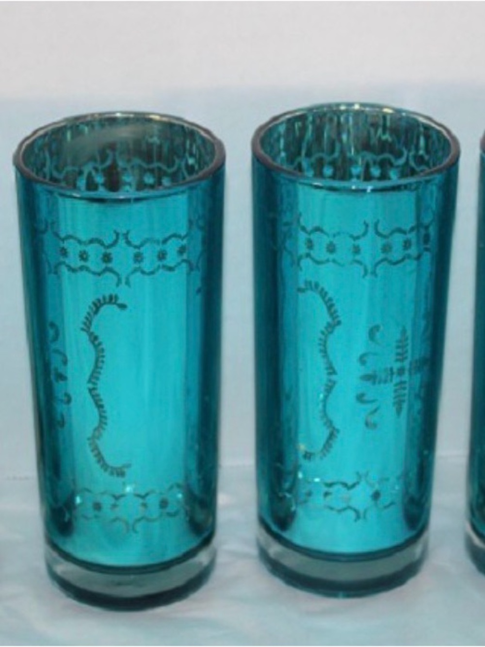 Calypso St. Barth Mercury Glass Embossed Double- Walled Silver Lined Cross Glass